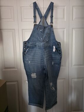 Lane Bryant Distressed Denim Overalls - Light Blue Wash